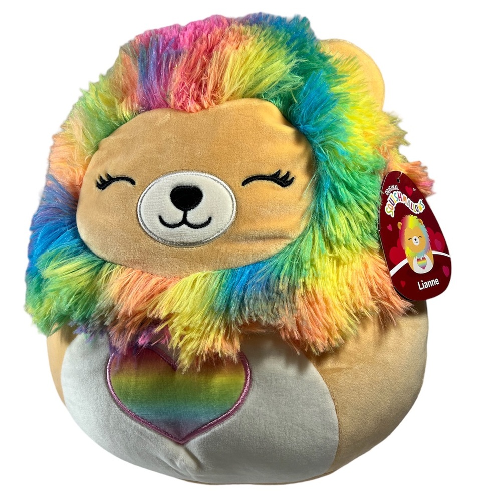 Squishmallows Lianne the Lion 11” Rainbow Fur Valentines Day Gift Stuffed Animal